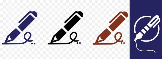 Unterschrift Stift Symbol einstellen Stift, schreiben einfach schwarz und Blau Stil Symbol Zeichen zum Apps und Webseite, Vektor Illustration.