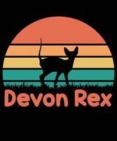 devon rex katt solnedgång t-shirt design vektor