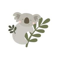 tecknad serie koala, dekorativ element. platt stil, färgrik vektor illustration för ungar. bebis design för kort, affisch dekoration, t-shirt skriva ut