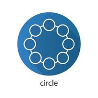 Kreis flache lineare lange Schattensymbol. Gemeinschaftskonzept. Vektorliniensymbol vektor