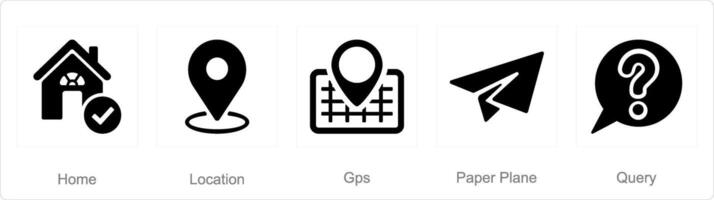 en uppsättning av 5 Kontakt ikoner som Hem, plats, gps vektor