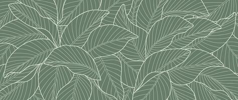 abstrakt lövverk linje konst vektor bakgrund. blad tapet av tropisk löv, blad gren, växter i hand dragen mönster. botanisk djungel illustrerade för baner, grafik, dekoration, tyg.