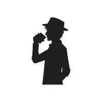 ein Junge Trinken Vektor Silhouette schwarz Illustration isoliert auf ein Weiß Hintergrund