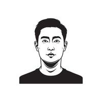 ett asiatisk man ansikte ClipArt vektor silhuett isolerat på en vit bakgrund illustration