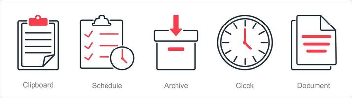 en uppsättning av 5 kontor ikoner som urklipp, schema, arkiv vektor