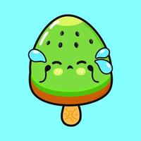 Weinen Eis Sahne Charakter. Vektor Hand gezeichnet Karikatur kawaii Charakter Illustration Symbol. isoliert auf Blau Hintergrund. traurig Eis Sahne Charakter Konzept