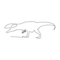 dinosaurie kontinuerlig ett linje teckning illustration konst vektor design