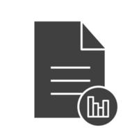 Symbol für Dateistatistik-Glyphe. Silhouette-Symbol. Dokument mit Diagramm. negativer Raum. isolierte Vektorgrafik vektor