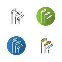 Golfschläger-Symbol. flaches Design, lineare und Farbstile. isolierte vektorillustrationen vektor