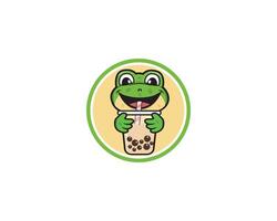 Frosch trinken Milch Tee Design vektor