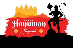 Lycklig hanuman jayanti festival, firande av de födelse av herre hanuman, hälsning kort posta vektor
