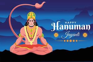 Lycklig hanuman jayanti festival, firande av de födelse av herre hanuman, hälsning kort posta vektor