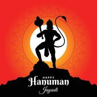 glücklich Hanuman Jayanti Festival, Feier von das Geburt von Herr Hanuman, Gruß Karte Post Vektor