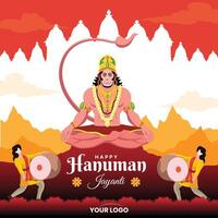 Lycklig hanuman jayanti festival, firande av de födelse av herre hanuman, hälsning kort posta vektor