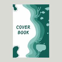 minimalistisch Natur Thema Bücher Startseite Vorlage Sammlung. mit Vektor Illustration von Ozean, klein Insel, Angeln Boote und Wellen auf das Strand