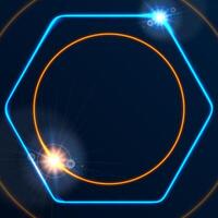 glühend Neon- Kreise und Hexagon Linie abstrakt futuristisch Hintergrund vektor