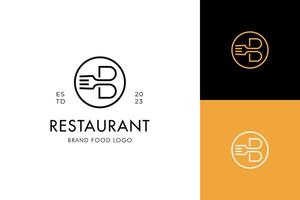 brev b bistro restaurang logotyp ikon design. b brev med gaffel för kaféer varumärke vektor logotyp mall