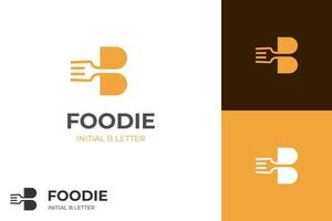 brev b bistro restaurang logotyp ikon design. b brev med gaffel för kaféer varumärke vektor logotyp mall