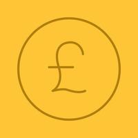 Pfund lineares Farbsymbol. britische Landeswährung. dünne Linie Umrisssymbole auf farbigem Hintergrund. Vektor-Illustration vektor
