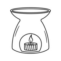 Aroma Lampe mit Kerze zum Spa und Aromatherapie. Hand gezeichnet Gekritzel Vektor Illustration.