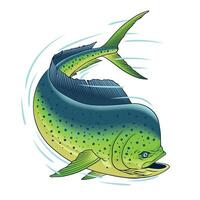 Dorado Fisch im schnell Bewegung Hand gezeichnet Illustration vektor