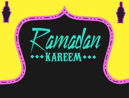 ramadan kareem hälsning kort med en färgrik ram vektor