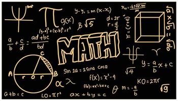 mathematisch Formeln auf ein Tafel, Vektor Kunst Illustration. Symbol Design Symbol Grafik Element Ressourcen. Vektor Illustration mit ein lehrreich Thema