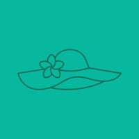 Strandhut für Frauen mit linearem Symbol für Blumenfarbe. dünne Linie Umrisssymbole auf farbigem Hintergrund. Vektor-Illustration vektor