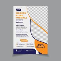 modern echt Nachlass Flyer Design oder Verkauf Zuhause Eigentum, und Gebäude Flugblatt Design Vorlage drucken bereit vektor