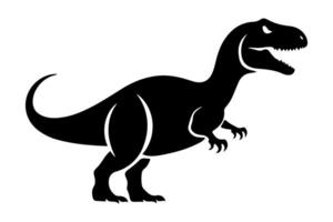 arg tyrannosaurus rex silhuett. svart på vit dinosaurie vektor illustration