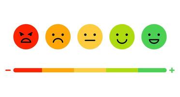 betyg systemet med emoji representerar. annorlunda känslor betyg skala. vektor illustration