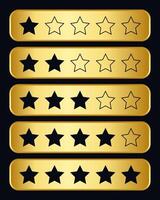 Gold und schwarz Bewertung System. fünf Sterne System. Vektor Illustration