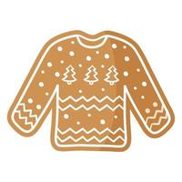 Weihnachten festlicher Pullover Lebkuchen mit weißer Zuckerglasur bedeckt. vektor