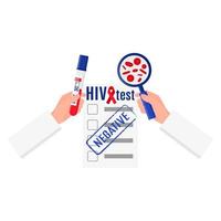 Vektor leer mit negativen Ergebnissen oder Bluttest für HIV.
