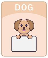 Alphabet-Karteikarte mit niedlicher Hunde-Cartoon-Figur. vektor