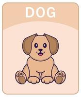 Alphabet-Karteikarte mit niedlicher Hunde-Cartoon-Figur. vektor