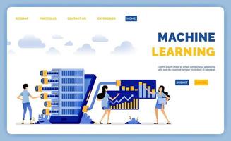 design av analysprocessdata genererad från maskininlärningsprogram anslutna till mobilappar vektorillustration kan användas för målsida webbsida mobilappar affisch flyer ui ux vektor