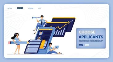 Vektorgrafiken von ausgewählten Bewerbern von Arbeitssuchenden, die dem Design des Unternehmenswertes entsprechen, können für mobile Apps der Landingpage-Website verwendet werden Poster Flyer ui ux vektor