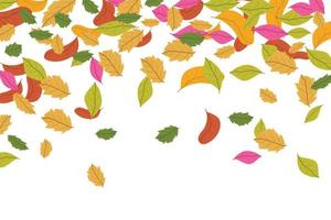 färgglada löv faller på en vit bakgrund vektor