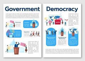 politiska system metafor broschyr mall. typer av demokrati. flygblad, häfte, broschyrtryck, omslagsdesign med platta illustrationer. vektor sidlayouter för tidskrifter, rapporter, reklamaffischer