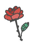 Rose Doodle Zeichnung Blume rot. Skizzenvektor neu vektor