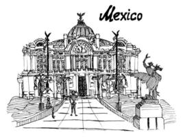 mexikanska konstpalatset skiss handgjorda vektor
