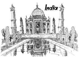 indisches Grab einer reichen indischen Frau Skizze vektor