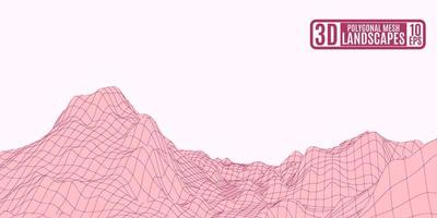 kastanienbraune polygonale Berge auf rosa Hintergrund vektor