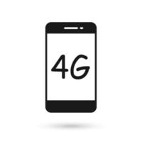 mobiltelefon platt design ikon med 4g kommunikationsteknik symbol vektor