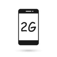 mobiltelefon platt design ikon med 2g kommunikationsteknik symbol vektor