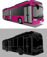 moderner roter High-Tech-Tourbus mit Vollfarb- und schwarzem Schatten. vektor