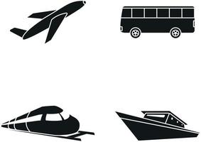 transport ikon bilder vektor plan, buss, tåg, fartyg