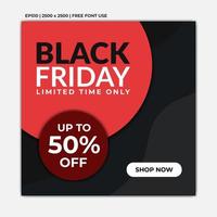 Black Friday Sale Banner für Social Media Post Template. Kreisstil mit Schatten. gut für Rabatt-Web- oder Social-Media-Werbung. Vektor-Illustration vektor