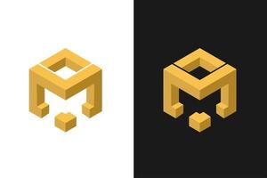 bokstaven m logotyp designelement, modern stil med 3d-form vektor